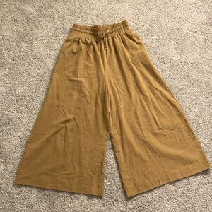 LAST CHANCE! Mustard Seed • Mustard Colored Wide Leg Cropped Drawstring Pants